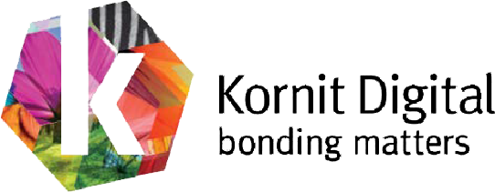 The image shows a logo with colorful abstract shapes and text that reads 'K'.